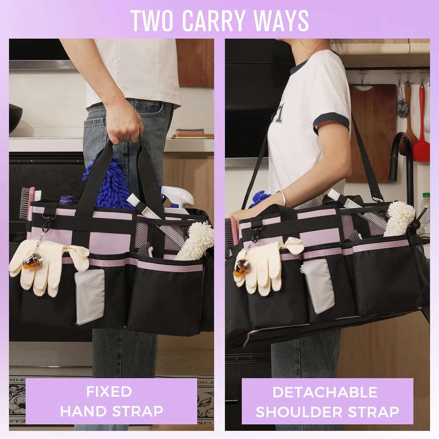 Wearable Cleaning Caddy, Cleaning Caddy Supplies Organizer with Handle & Shoulder Straps for