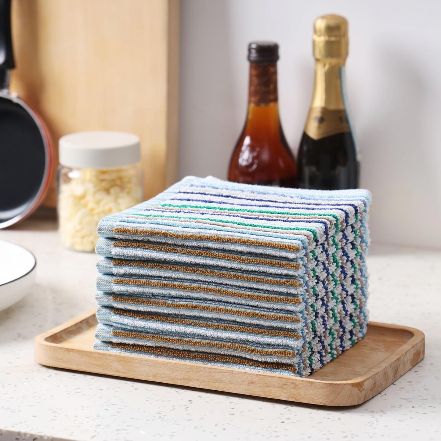 Oeleky Kitchen Dishcloths for Washing Dishes, Ultra Absorbent Dish Rags, Cotton Cleaning Cloths