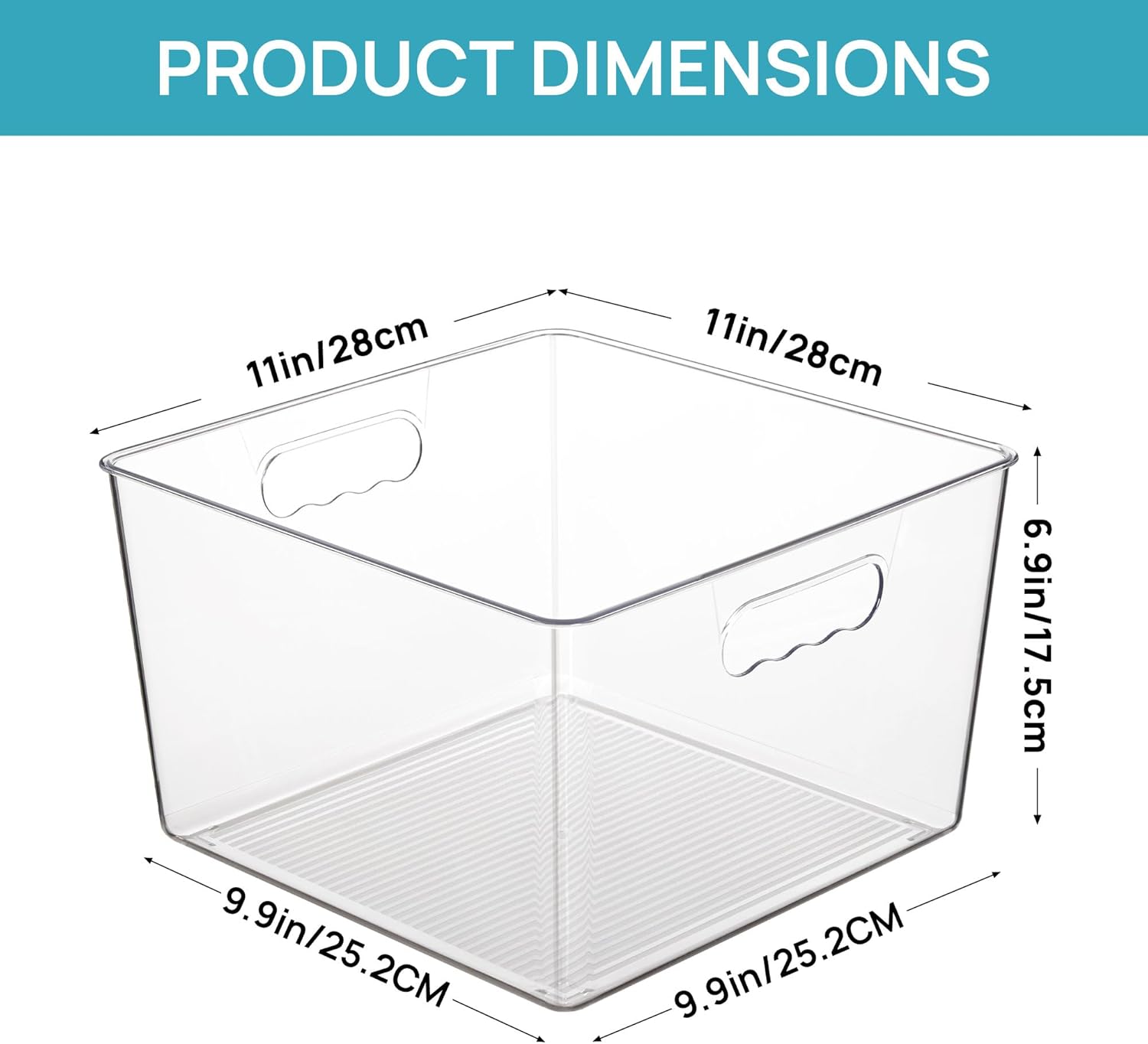 Vtopmart 6 Pack Extra Large Clear Plastic Storage Bins,11x11 Cube Acrylic Organizer Square