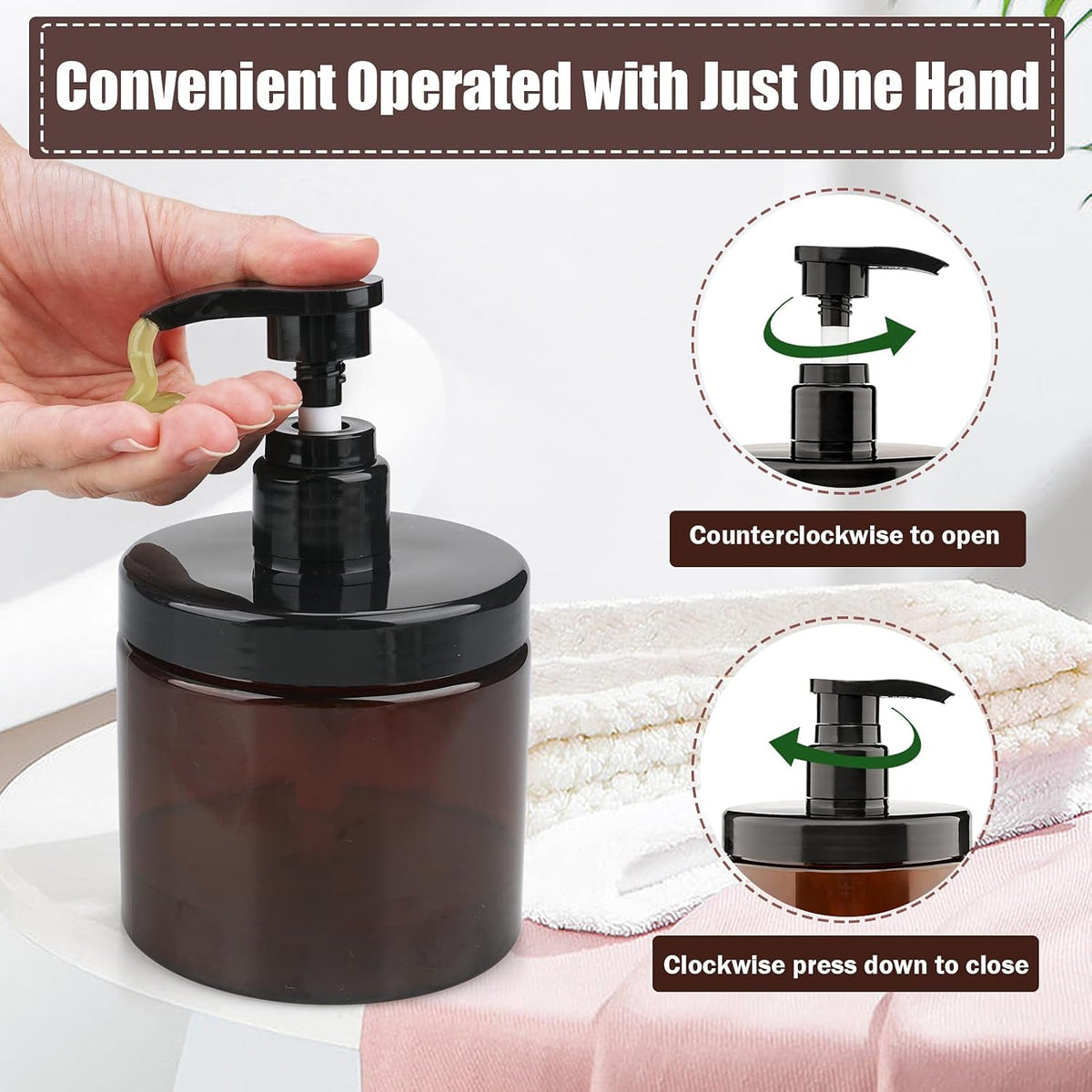 Cosywell Pump Bottle Dispenser Shampoo and Conditioner Dispenser 2 Pack 16.9oz/500ml Wide Mouth