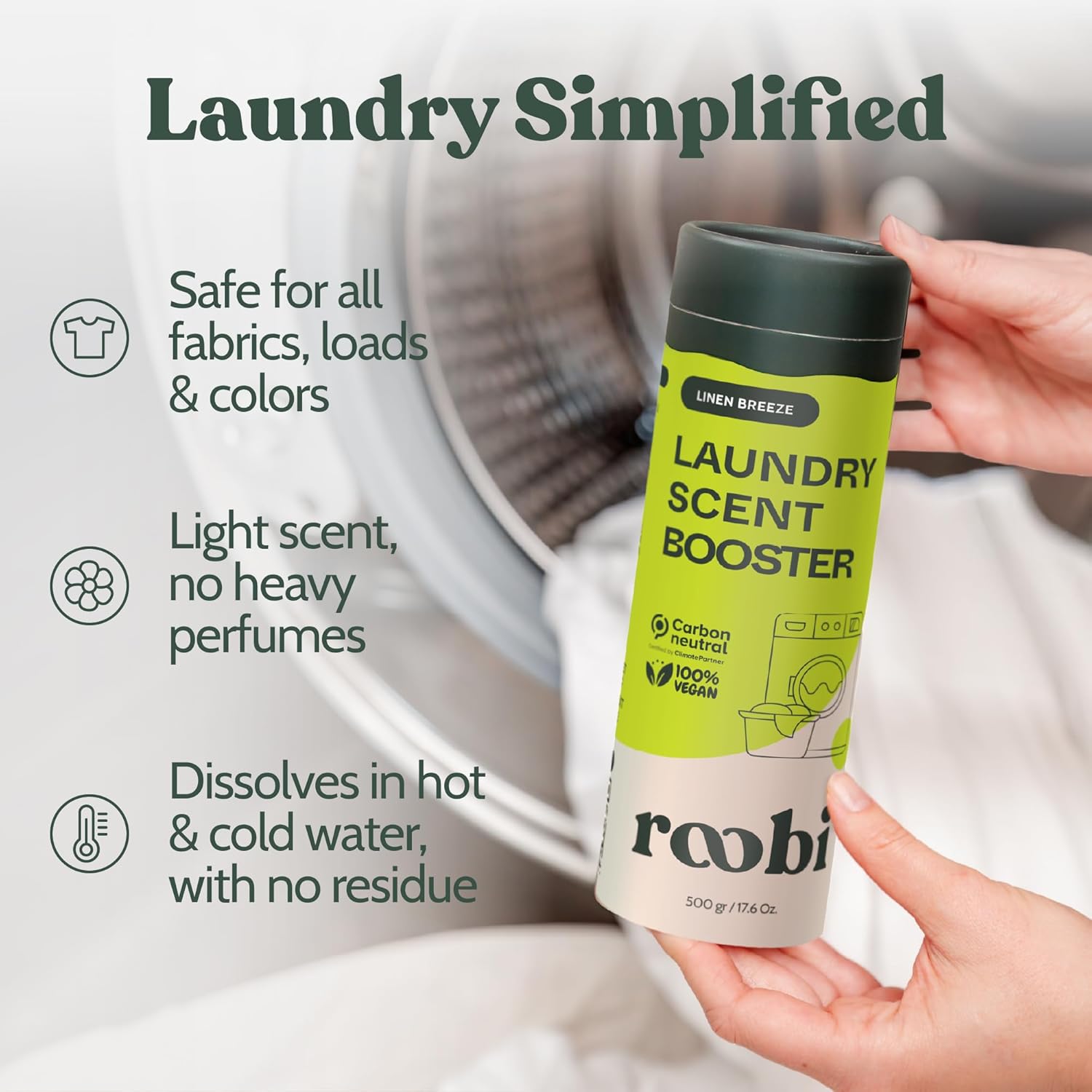Roobi Sustainable Laundry Scent Booster Beads. Linen Breeze Fragrance Laundry Beads. 500 gr Bulk