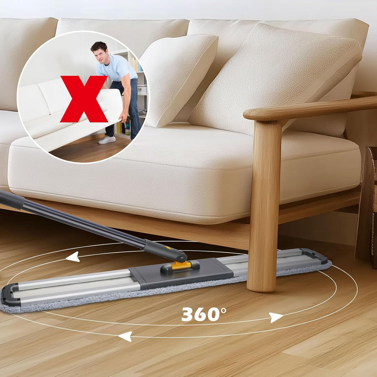 MASTERTOP Commercial Mop, 36'' Large Dust Mop,Heavy Duty Industrial Push Mops with 3 Reusable