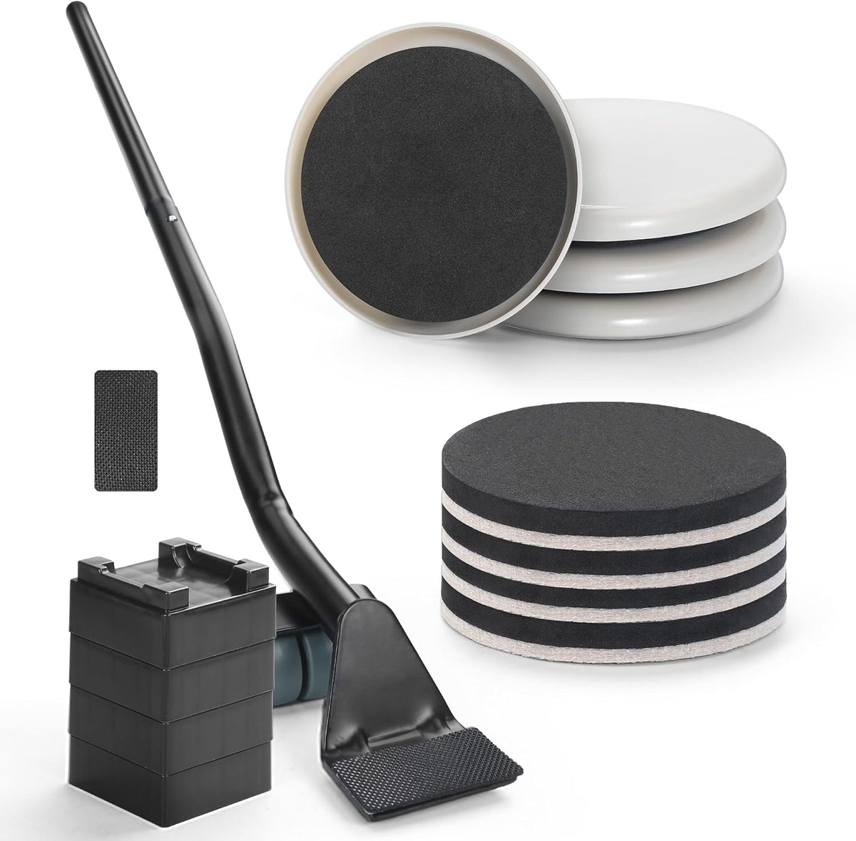Furniture Lifter Tool + 8-Pack of 3.5" Sliders, Save 80% Effort, Safely and Easily, The Lift and