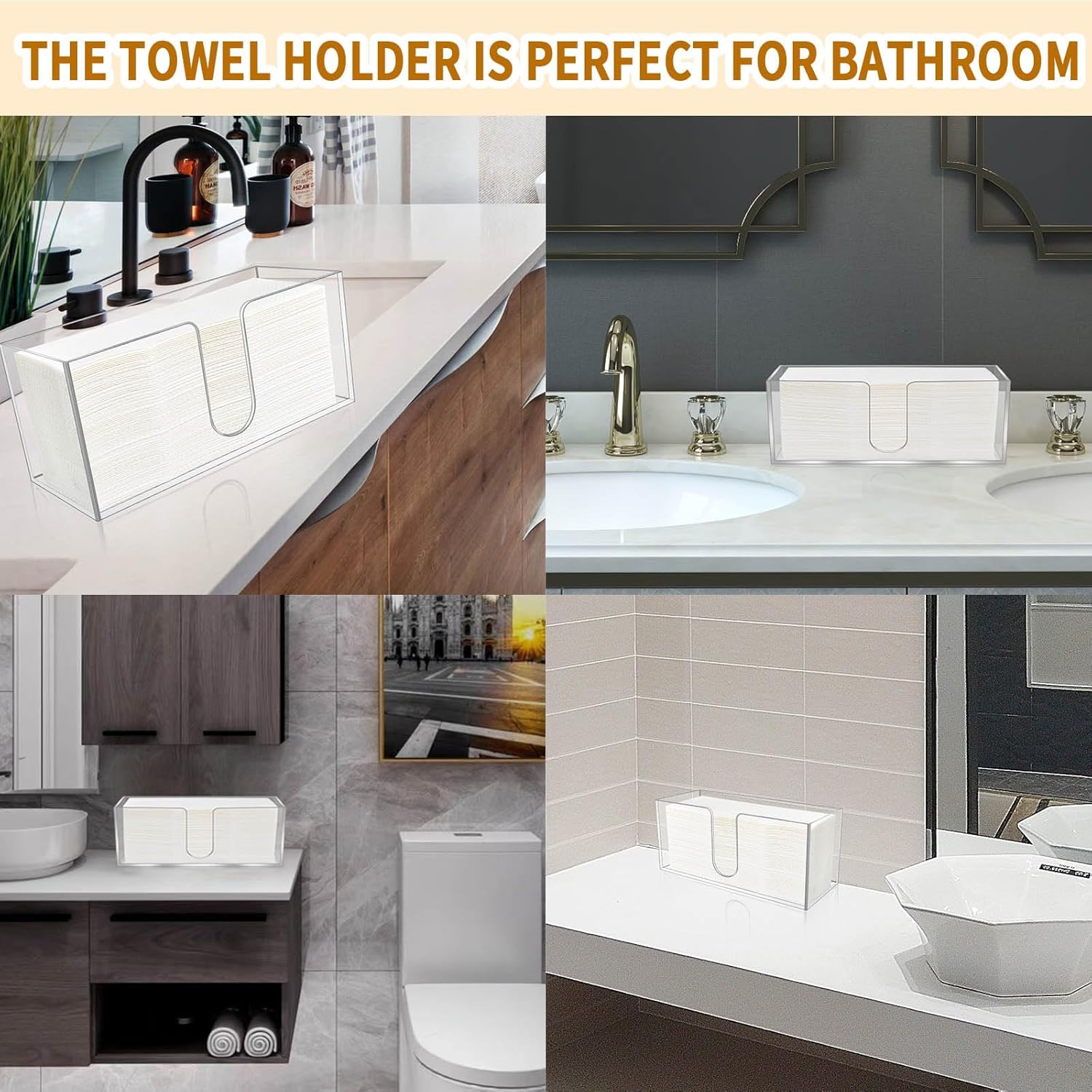 2Pack Acrylic Countertop Paper Towel Holder, Paper Towel Dispenser Countertop/Acrylic Napkin