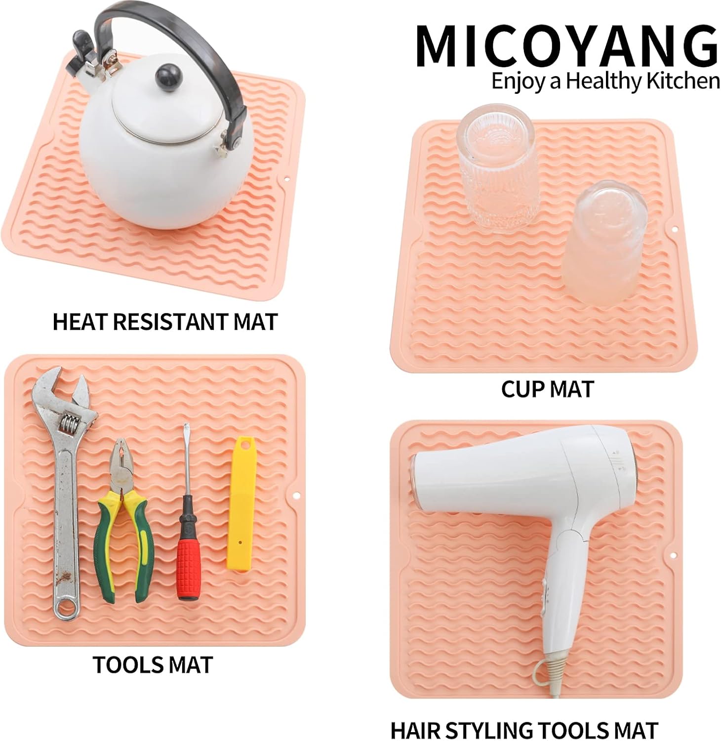 Silicone Dish Drying Mat for Multiple Usage,Easy clean,Eco-friendly,Heat-resistant Silicone Mat for