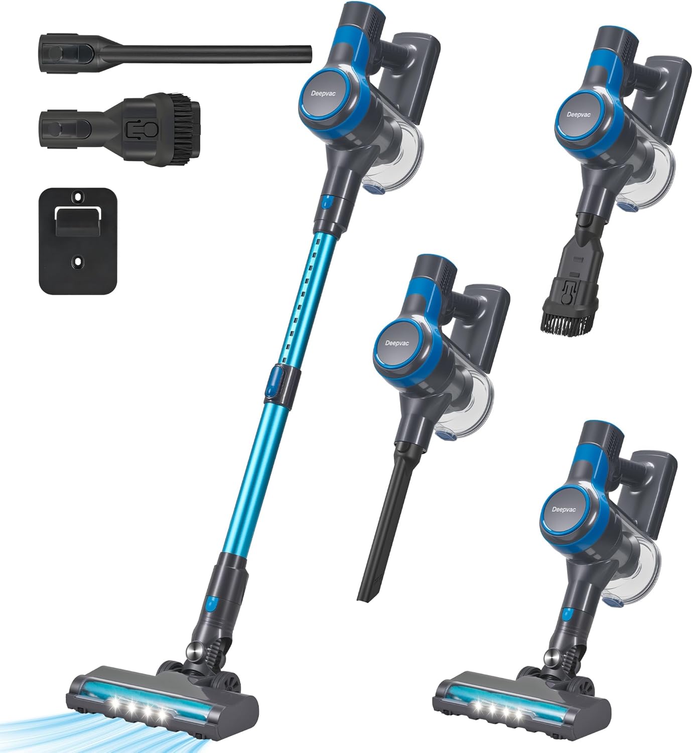 250W 25KPa Suction Cordless Vacuum Cleaner, 6-in-1 Lightweight Stick Vacuum with LED Display, 45