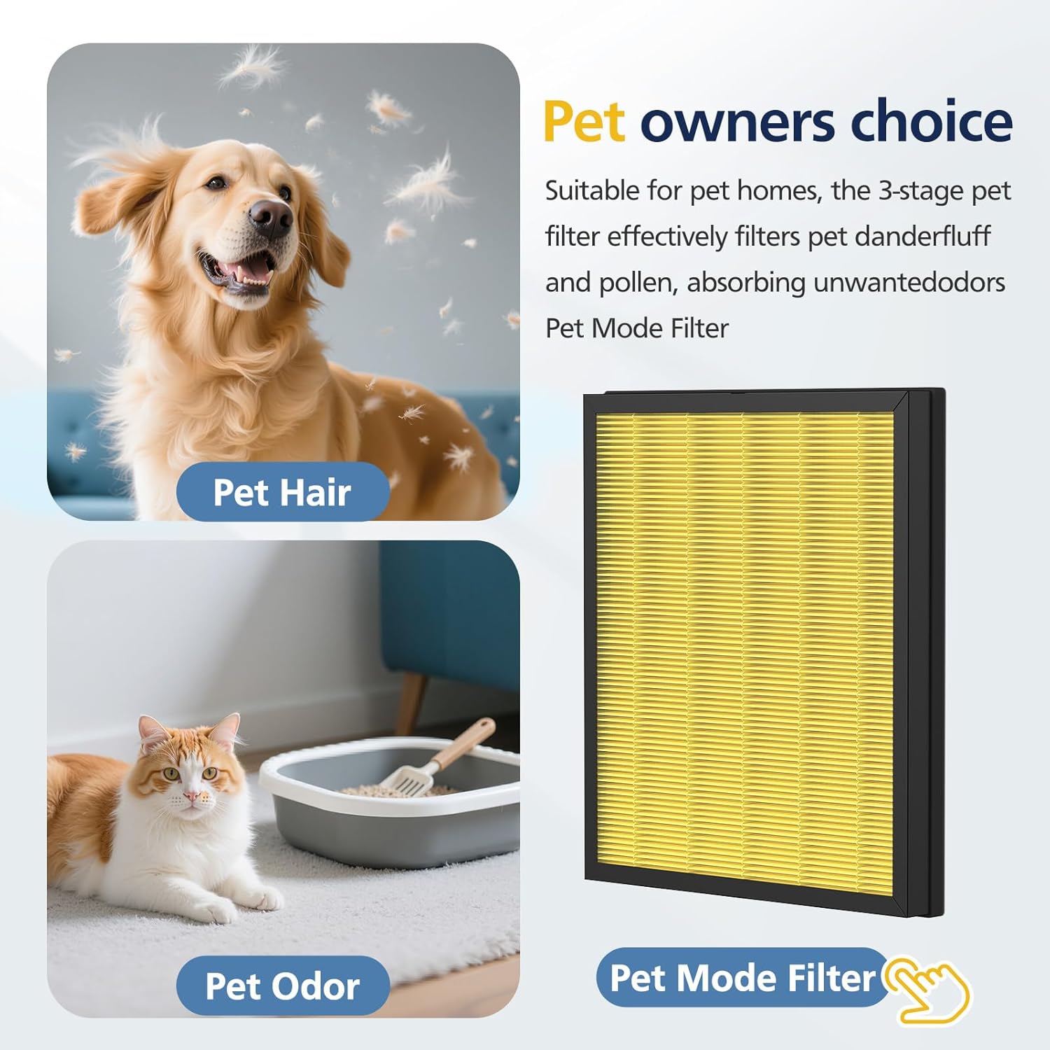 PR1 Replacement Filter for Mooka PR1 Air Purifier for Home Large Room up to 2200sq.ft, 2 Pack