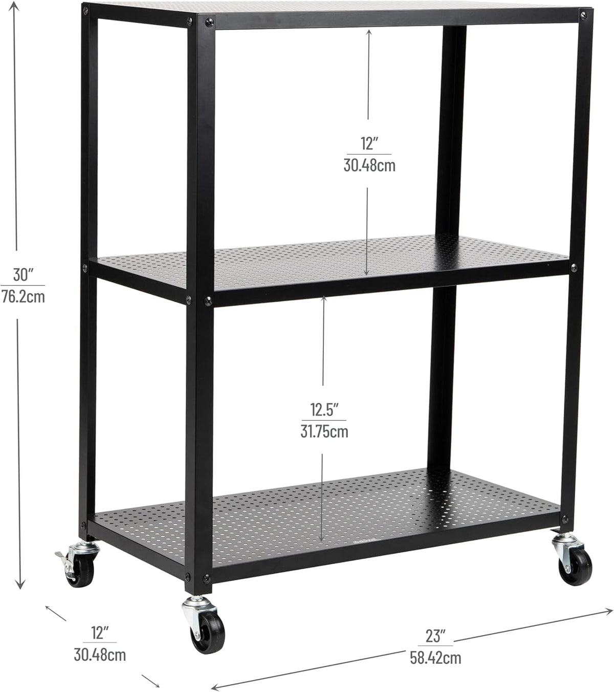 Mind Reader Rolling Cart, Rolling Cart, Microwave Stand, 3-Tier, Coffee Cart, Office, Metal, 23" L