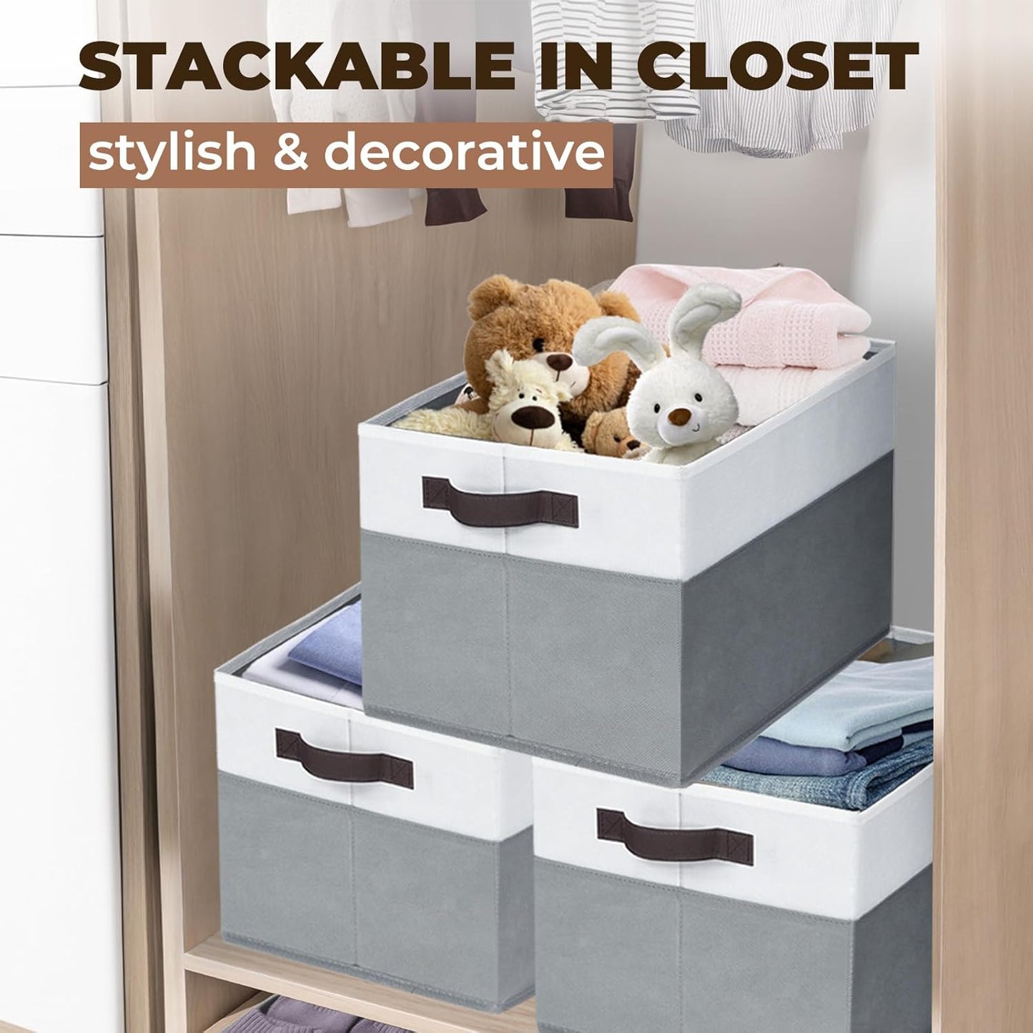 Criusia Extra Large Storage Bins 4 Pack - 16x12in Closet Organizers and Storage Baskets for