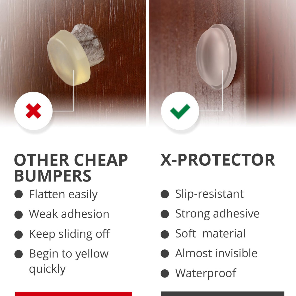 X-Protector Cabinet Door Bumpers 200 PCS – 1/2" Silicone Clear Bumpers – Ideal Cabinet Bumpers