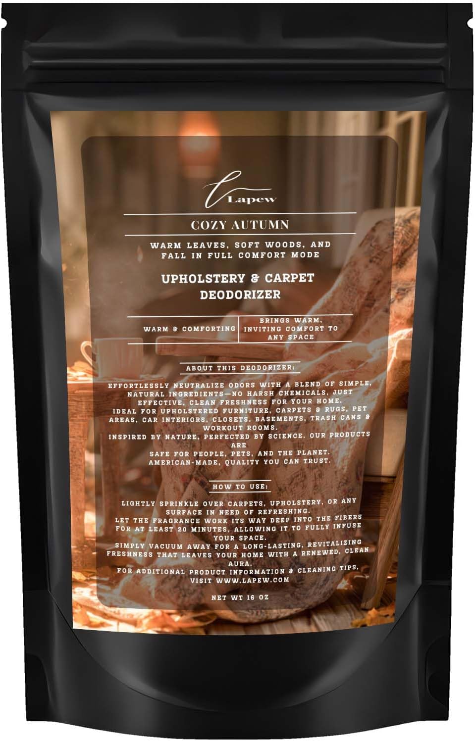 Cozy Autumn Carpet Freshener Powder: Powerful Odor Eliminator for Home, Upholstery Deodorizer