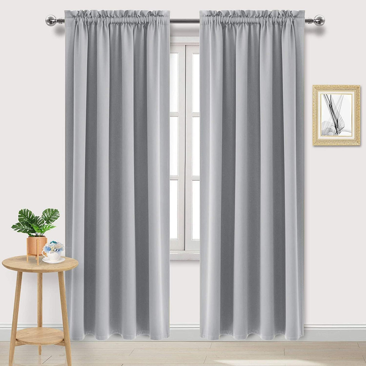 DWCN Silver Grey Blackout Curtains for Bedroom, Thermal Insulated Energy Saving Room Darkening