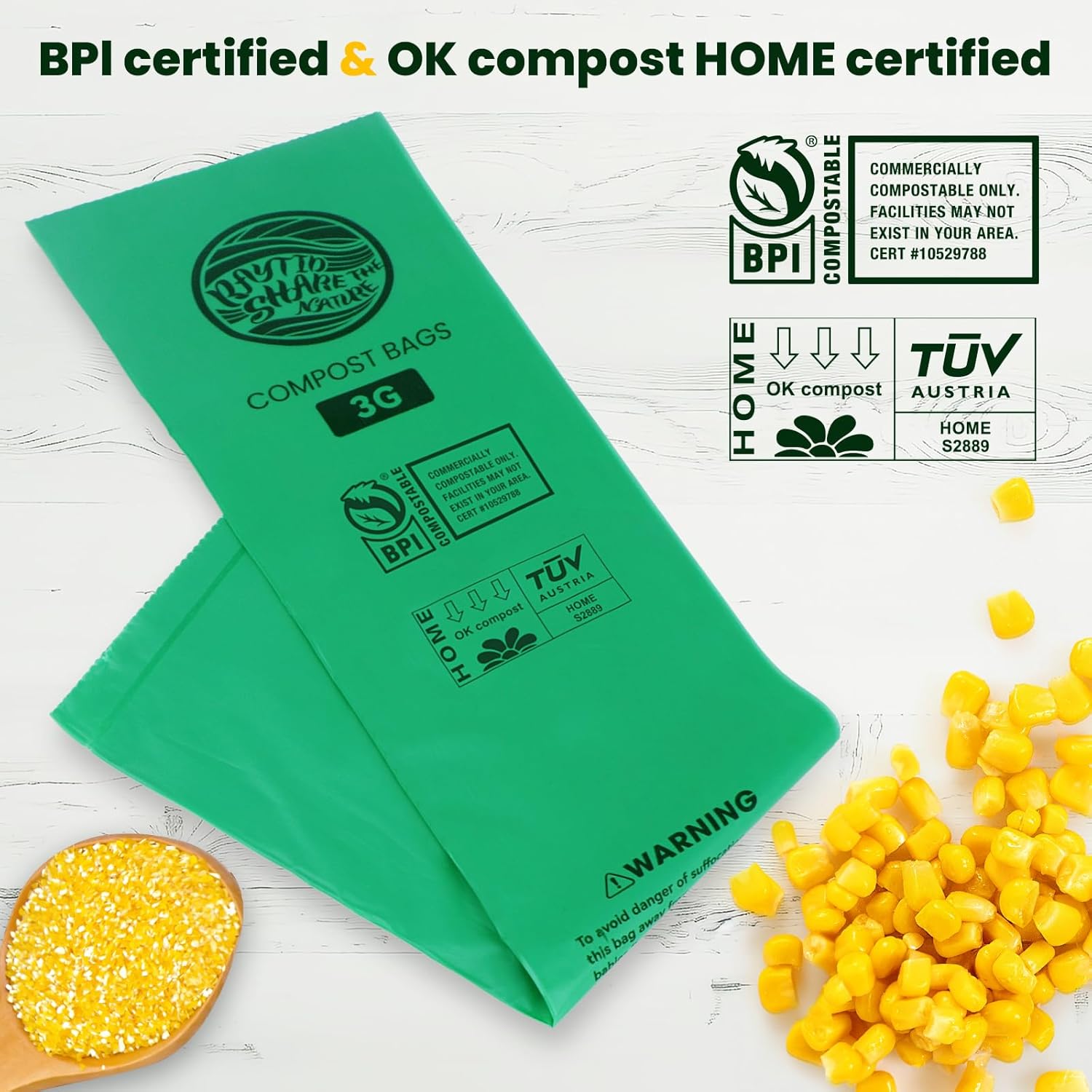 Compost Bags 3 Gallon,100 Count,Compost Food Scrap Waste Bags Fits Countertop Bin,Small Kitchen
