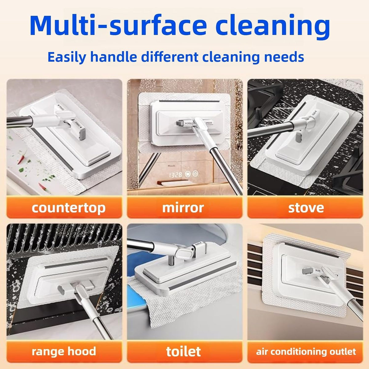 2025 New Mini Disposable Dust Mop with 20 Dry Wet Disposable Pads No-Touch Dirty Cleaning Dust Mop