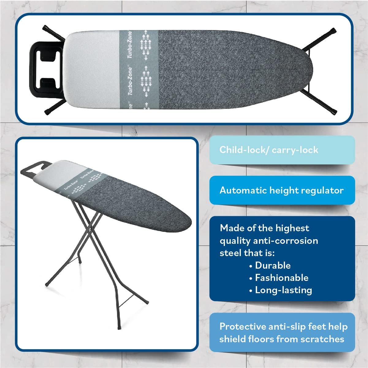 Bartnelli Classic Ironing Board with New Patent Technology | Made in Europe Iron Board with Patent