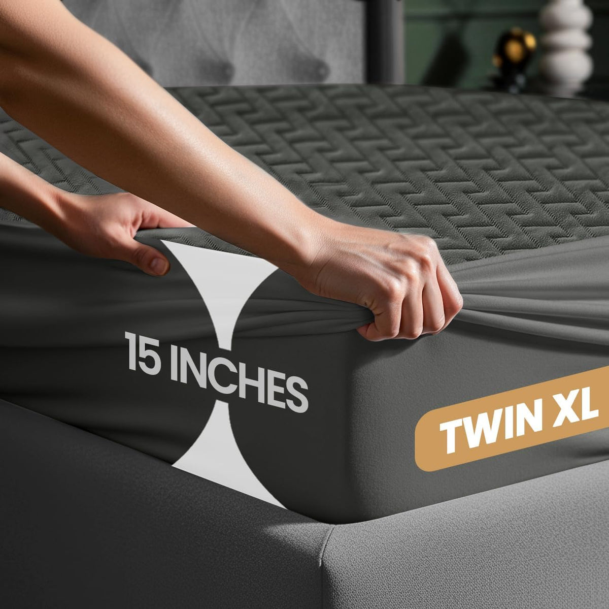 Utopia Bedding Waterproof Mattress Protector Twin XL (Gray) Size, Premium 3D Air Soft Fabric