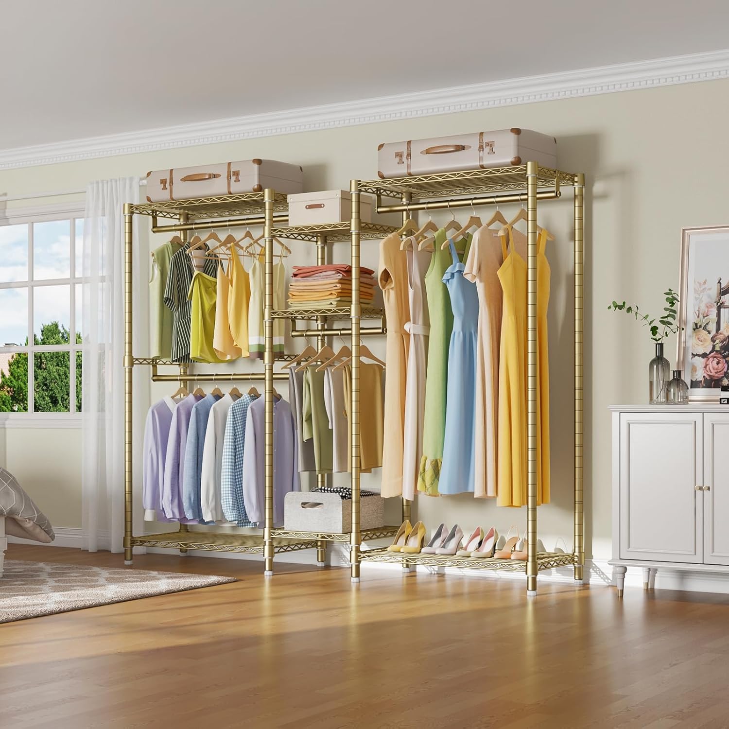 VIPEK Classic V6 Wire Garment Rack Heavy Duty Clothes Rack with 7 Adjustable Shelves & 4 Hanging