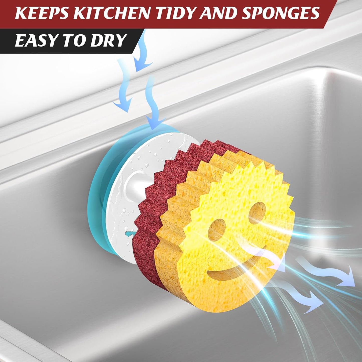 Sponge Holder for Kitchen Sink,Sink Caddy Organizer with Suction Cup Installation for