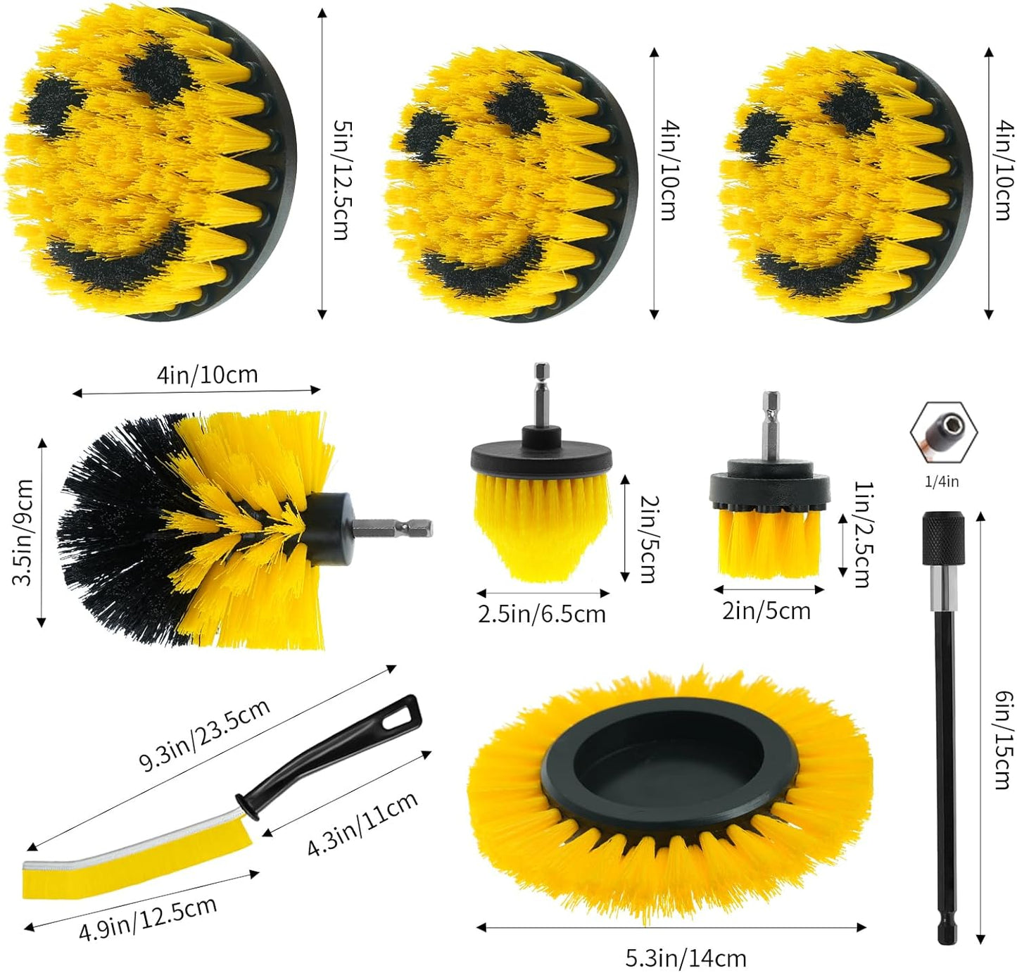 10 Pack Drill Brush Attachment Set, Drill Scrubber Brush Kit, Drill Cleaning Brush, Scrub Brush for