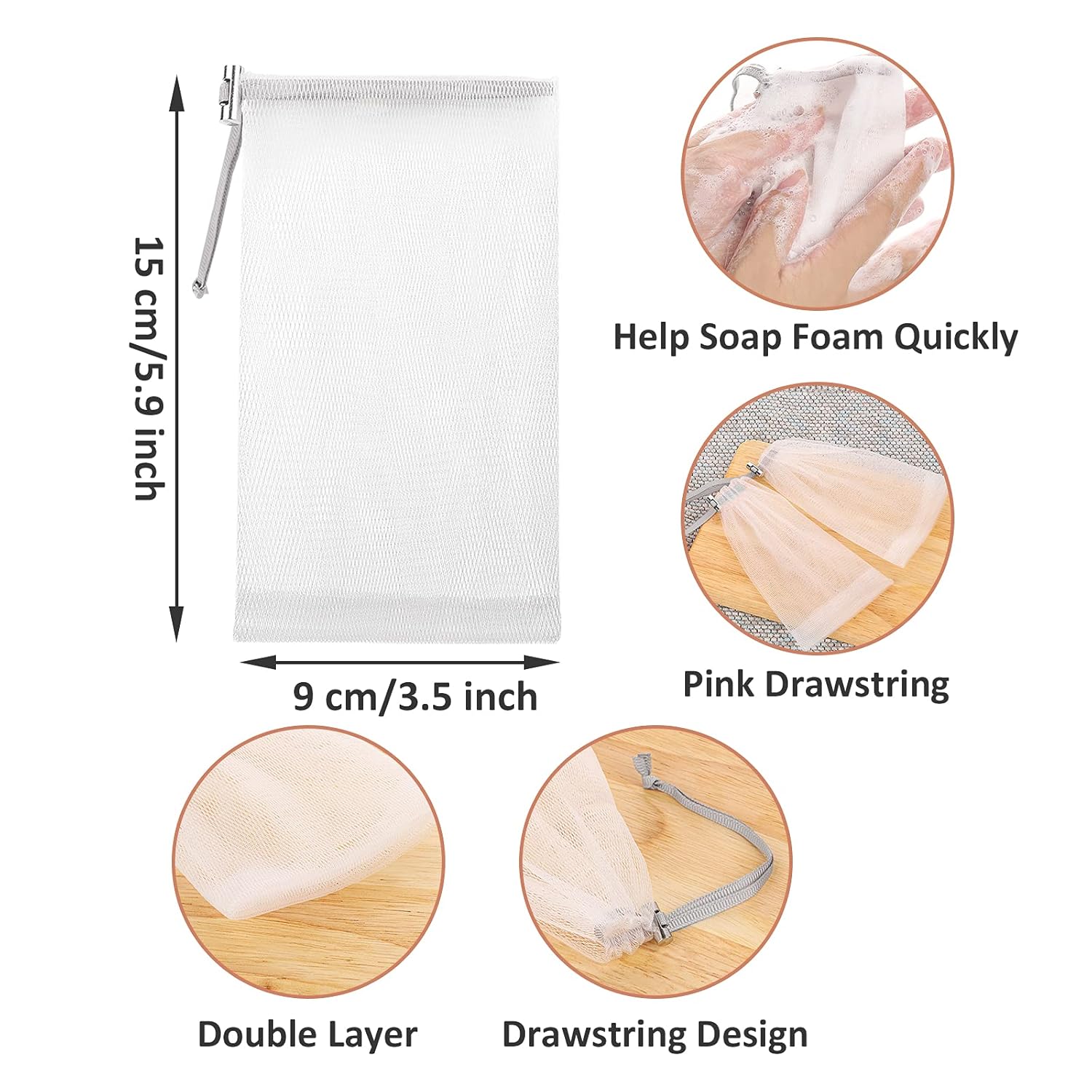 Cobahom 6 Pcs Mesh Soap Bag Mesh Foaming Net Soap Sack Bags Soap Handmade Soap Bubble Mesh Net Bags