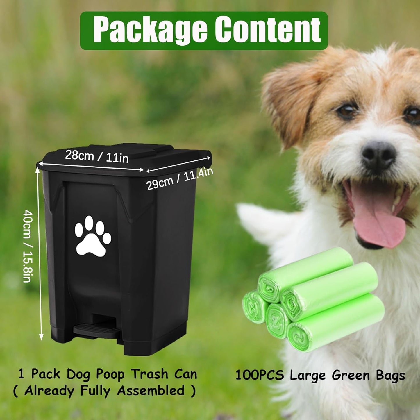 Outdoor Dog Poop Trash Can, Dog Waste Trash Can for Backyard Garden Home with Lid, Removable Inner