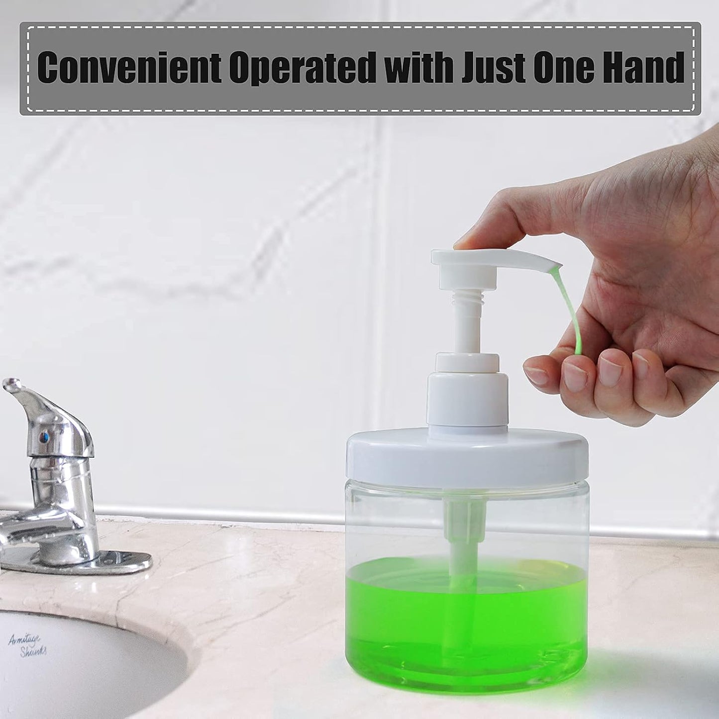 Cosywell Pump Bottle Dispenser Plastic Refillable Bottles Wide Mouth Jar Style Empty Bathroom