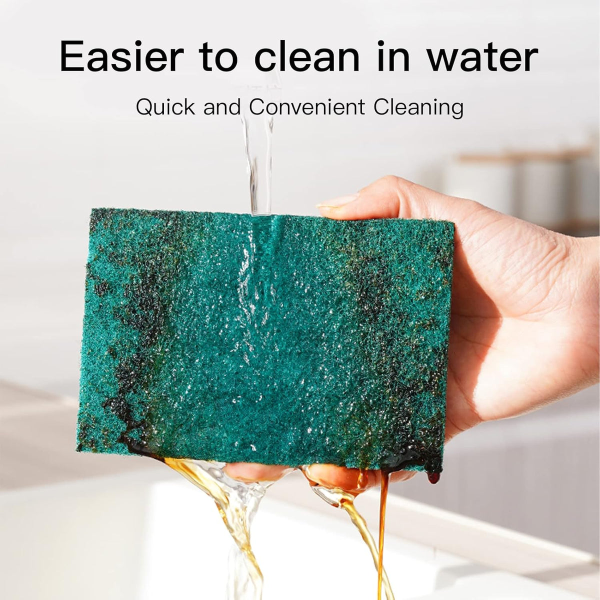 Heavy Duty Scour Pads Sponge Dish Scrubber Non-Scratch Green Reusable Household Scrub Pads for