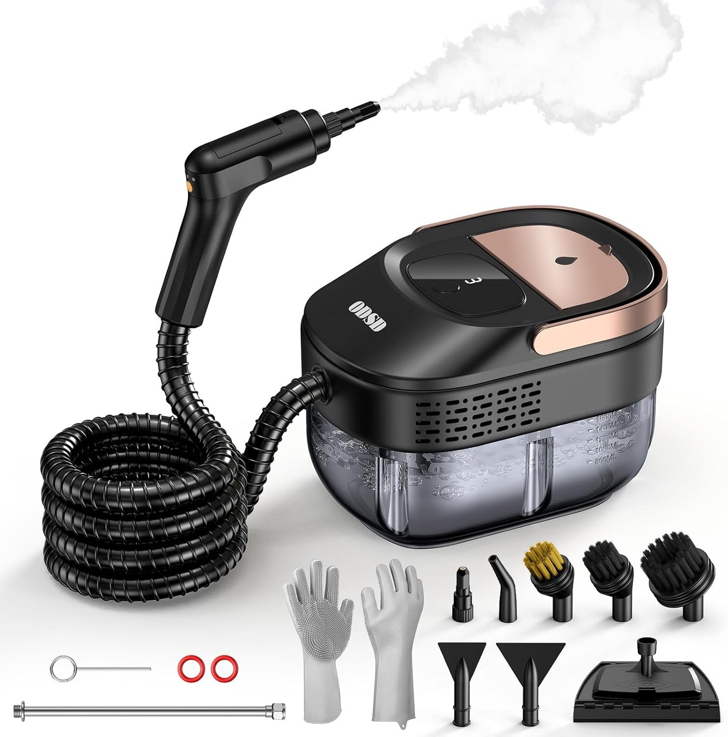 ODSD Steam Cleaner for Home & Car, 3-Level Adjustable Steamer for Cleaning, 15s Heat-Up & 1.6L