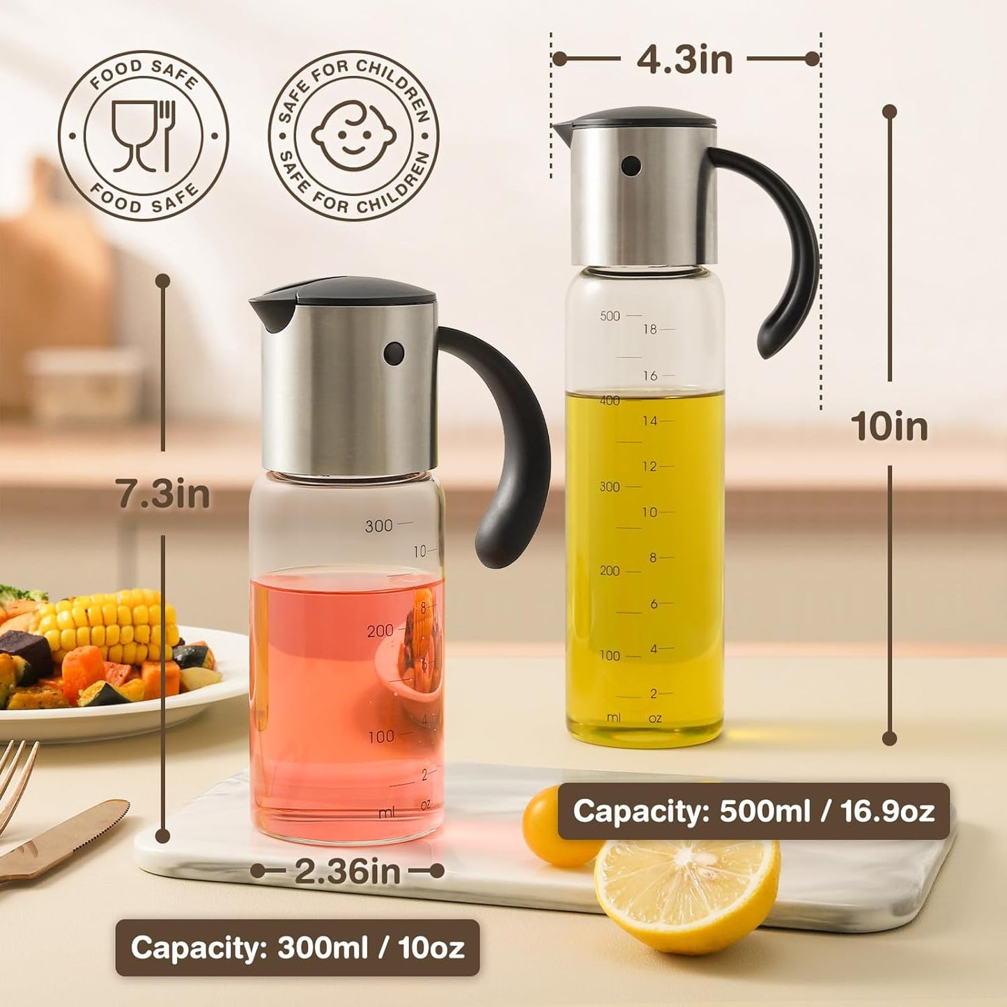 Vucchini Large Olive Oil Dispenser Bottle Kitchen Cooking Oil Dispenser Auto Flip Soy Sauce