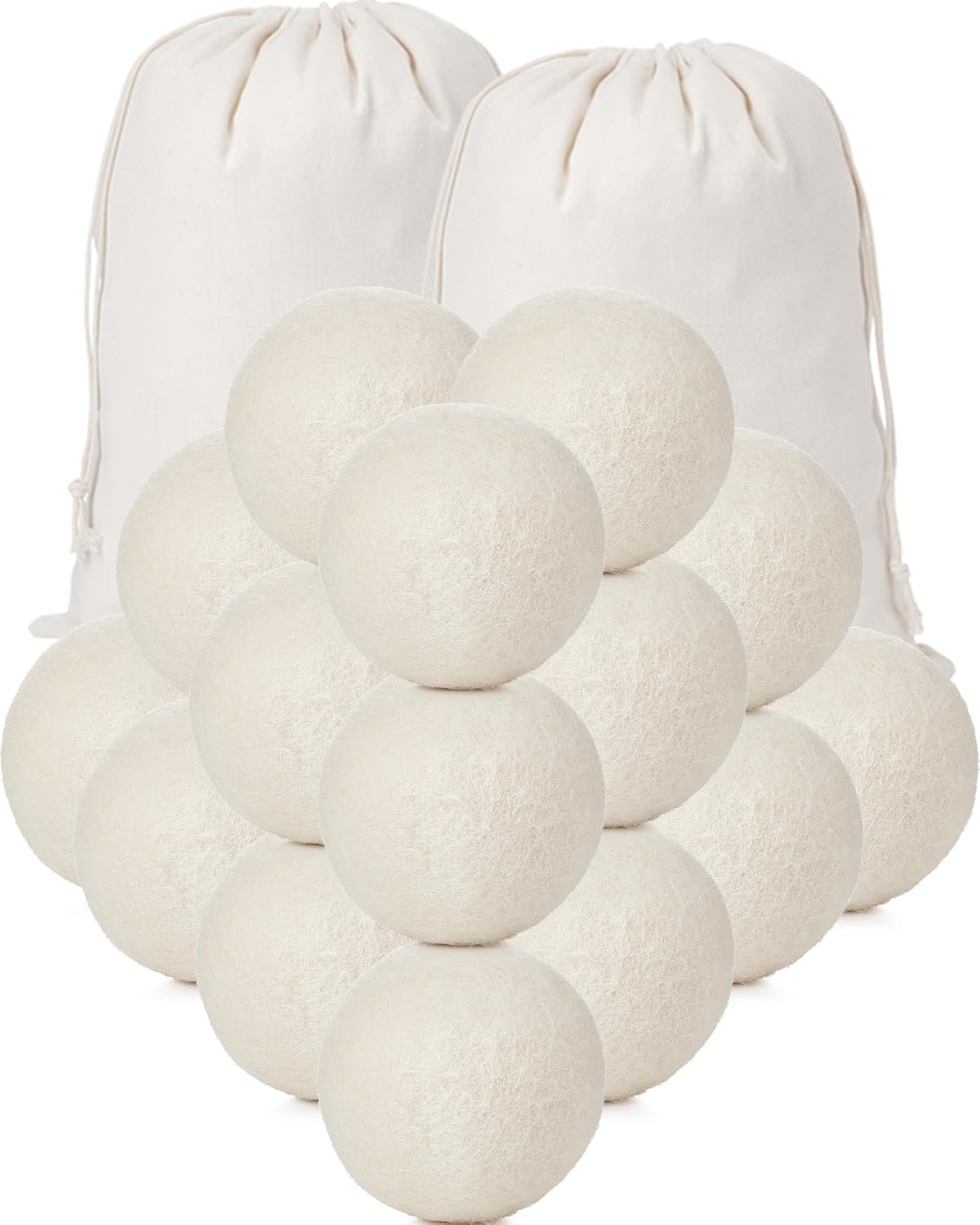 26 Pieces Wool Dryer Balls Set 24 XL Reusable Wool Balls with 2 Muslin Bags Anti Static Dryer Balls