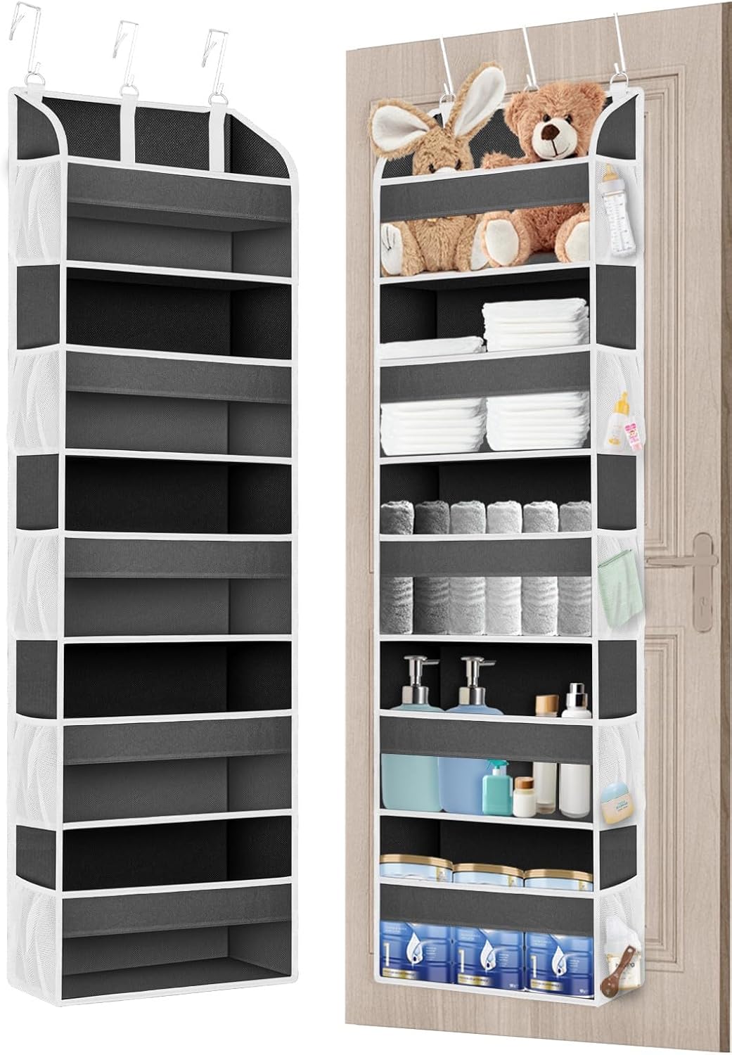 1 Pack Over The Door Organizer Storage, Hanging Organizer Closet with 5 Large Pockets 10 Mesh