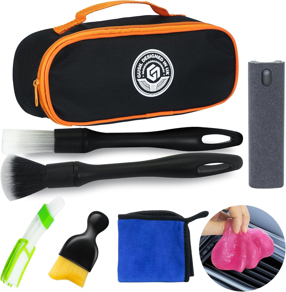 8PCS Car Interior Detailing Kit, Dash Duster for Car Interior Detail Brush with Car Cleaning Gel