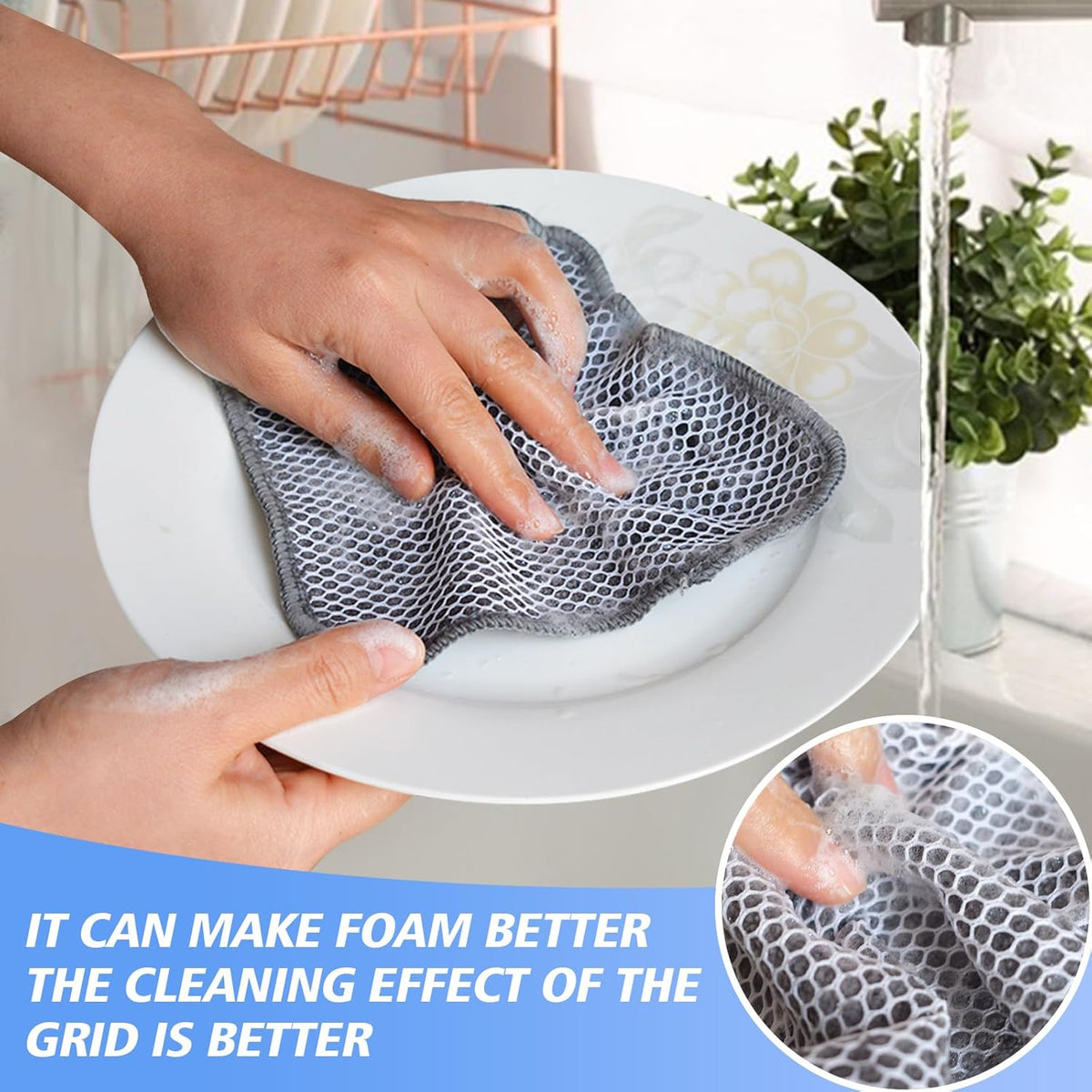 KinHwa Kitchen Washcloths for Dishes Absorbent Microfiber Dish Cloths Quick Dry Dish Rags with Poly