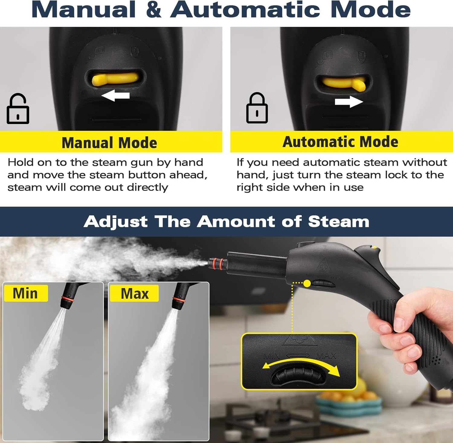 Steam Cleaner, Multipurpose Powerful Steamer with 21 Accessories, 248°F High-Temperature Steam for