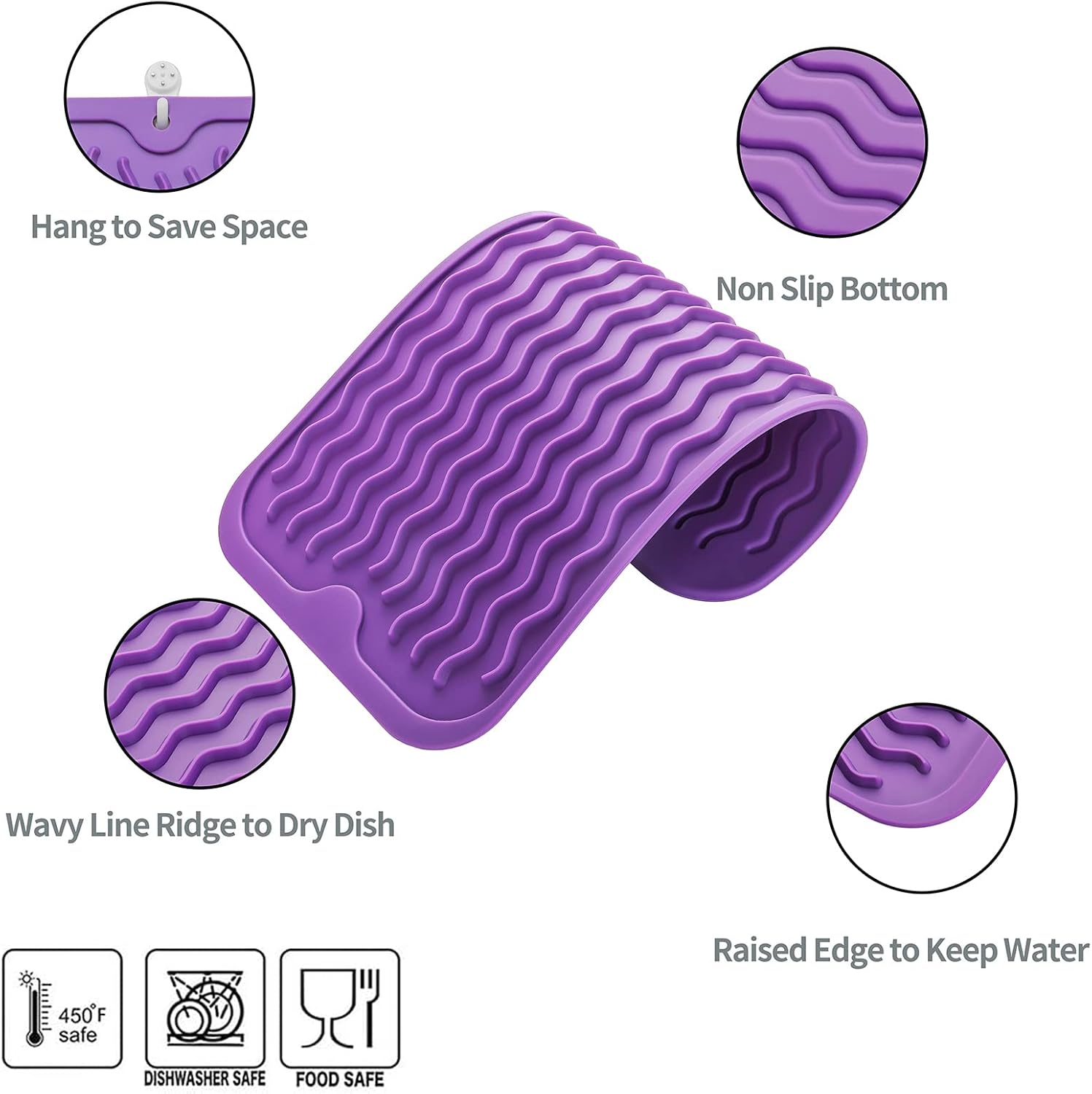 Silicone Dish Drying Mat for Multiple Usage,Easy clean,Eco-friendly,Heat-resistant Silicone Mat for
