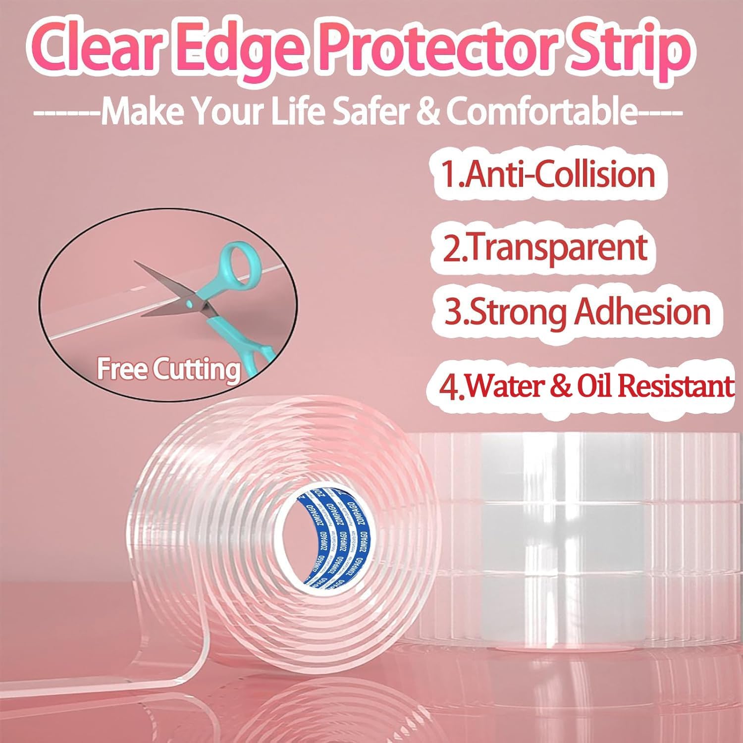 Clear Soft Corner Protectors for Furniture Strip,0.8in x13FT,Sharp Edge & Table Bumper,Window