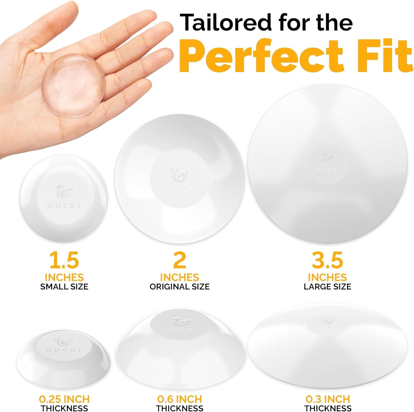 Ducki Wall Protectors -4 Pack White- Self Adhesive, Reusable Solution for Stopping Wall Damage &