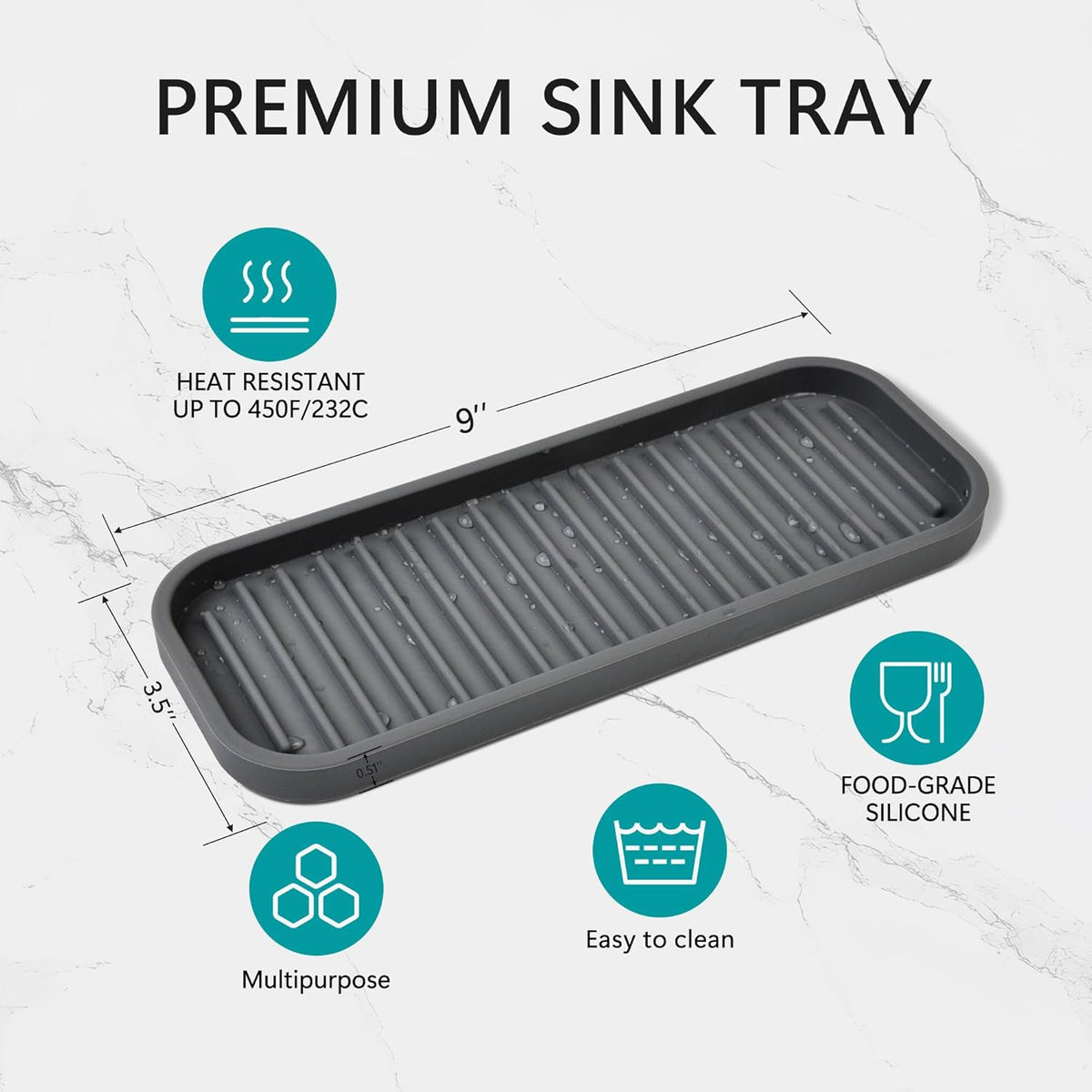 Mofason Silicone Sponge Holder, Tray for Soap and Sponge, Kitchen Sink Tray, Accessories to Help