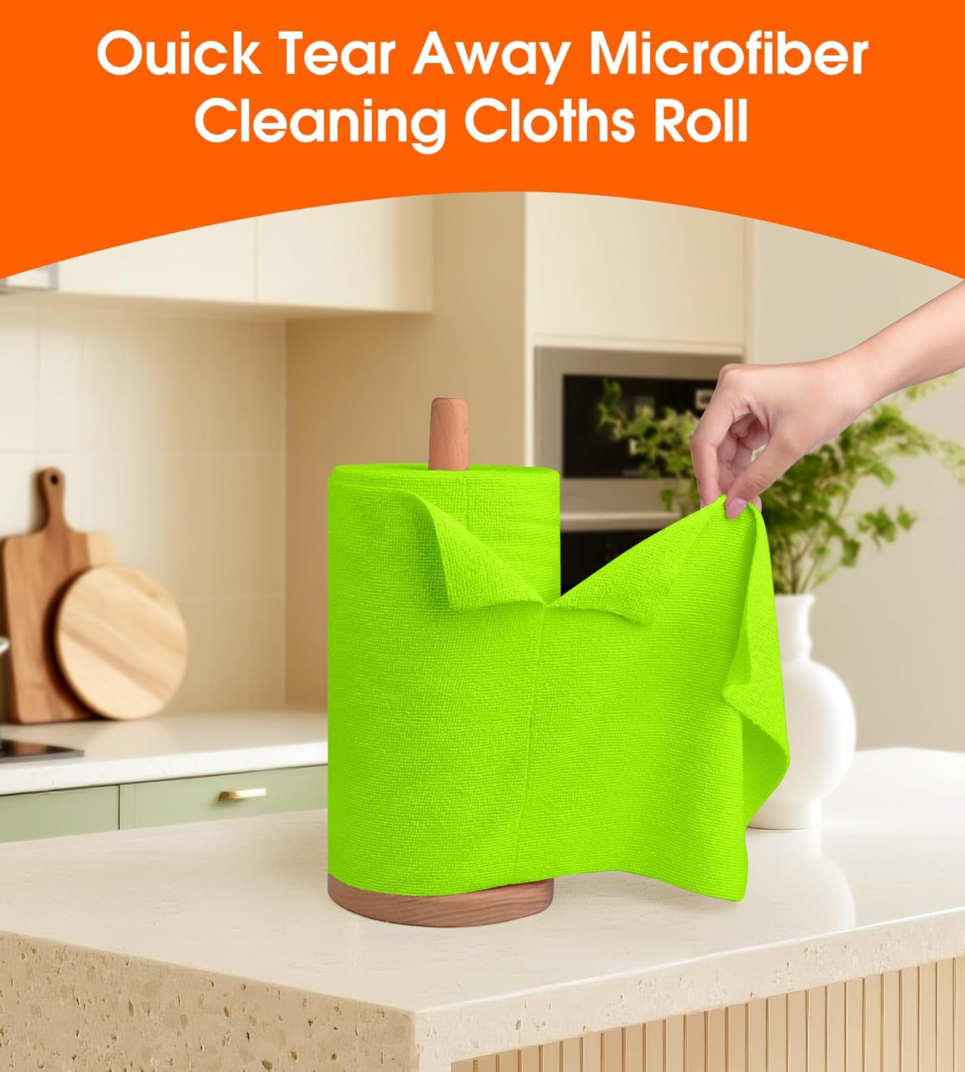 Roll of Microfiber Cleaning Cloth –100 Pack, Tear Away Microfiber Towels, Reusable, Washable