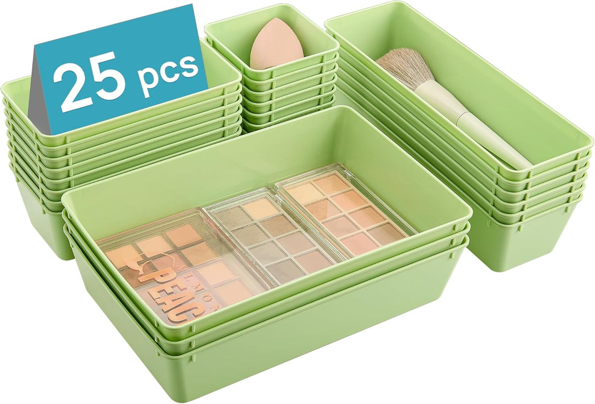 Vtopmart 25 PCS Plastic Drawer Organizers Set, 4-Size Versatile Bathroom and Vanity Drawer