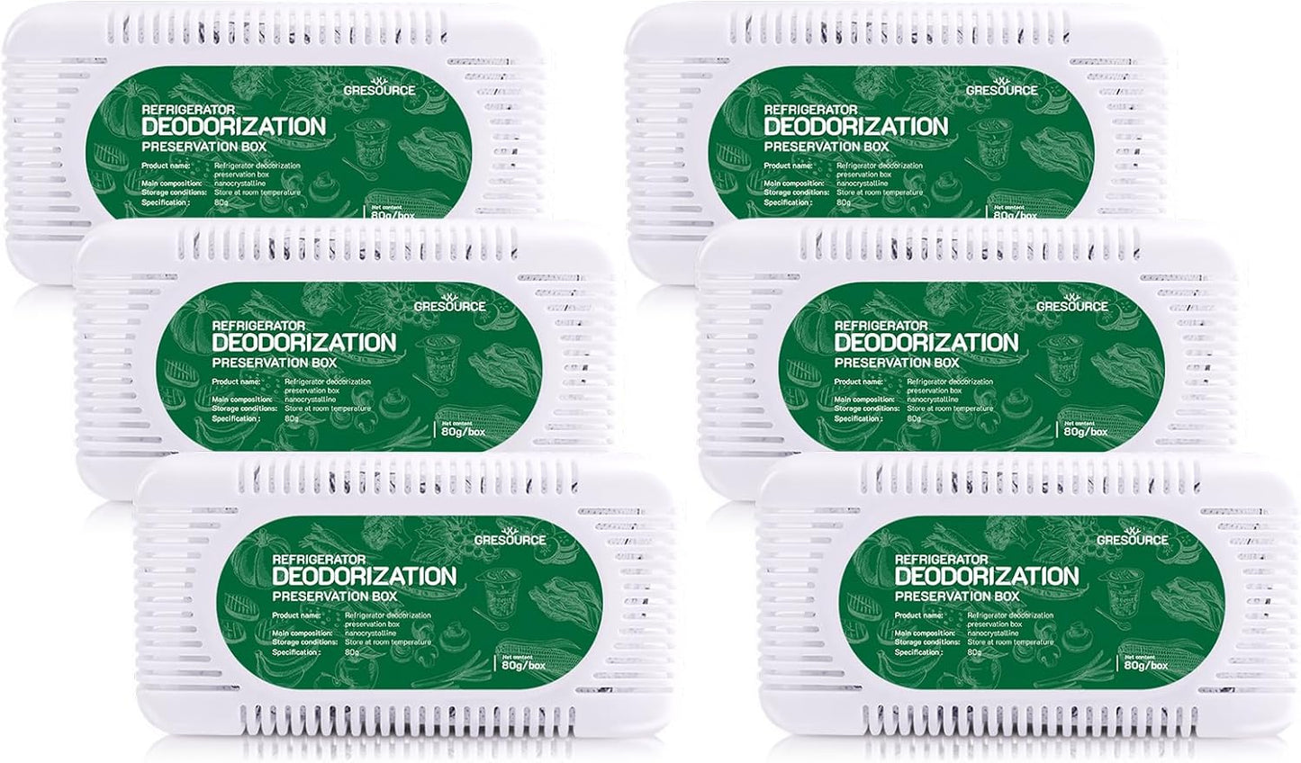 6 Pack Fridge Deodorizer, Refrigerator and Freezer Deodorizer Odor Eliminator Reusable, Unscented