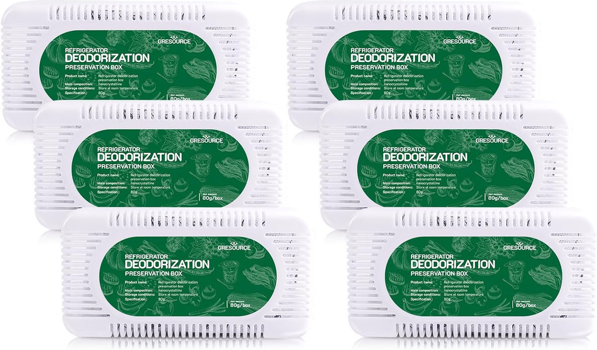 6 Pack Fridge Deodorizer, Refrigerator and Freezer Deodorizer Odor Eliminator Reusable, Unscented