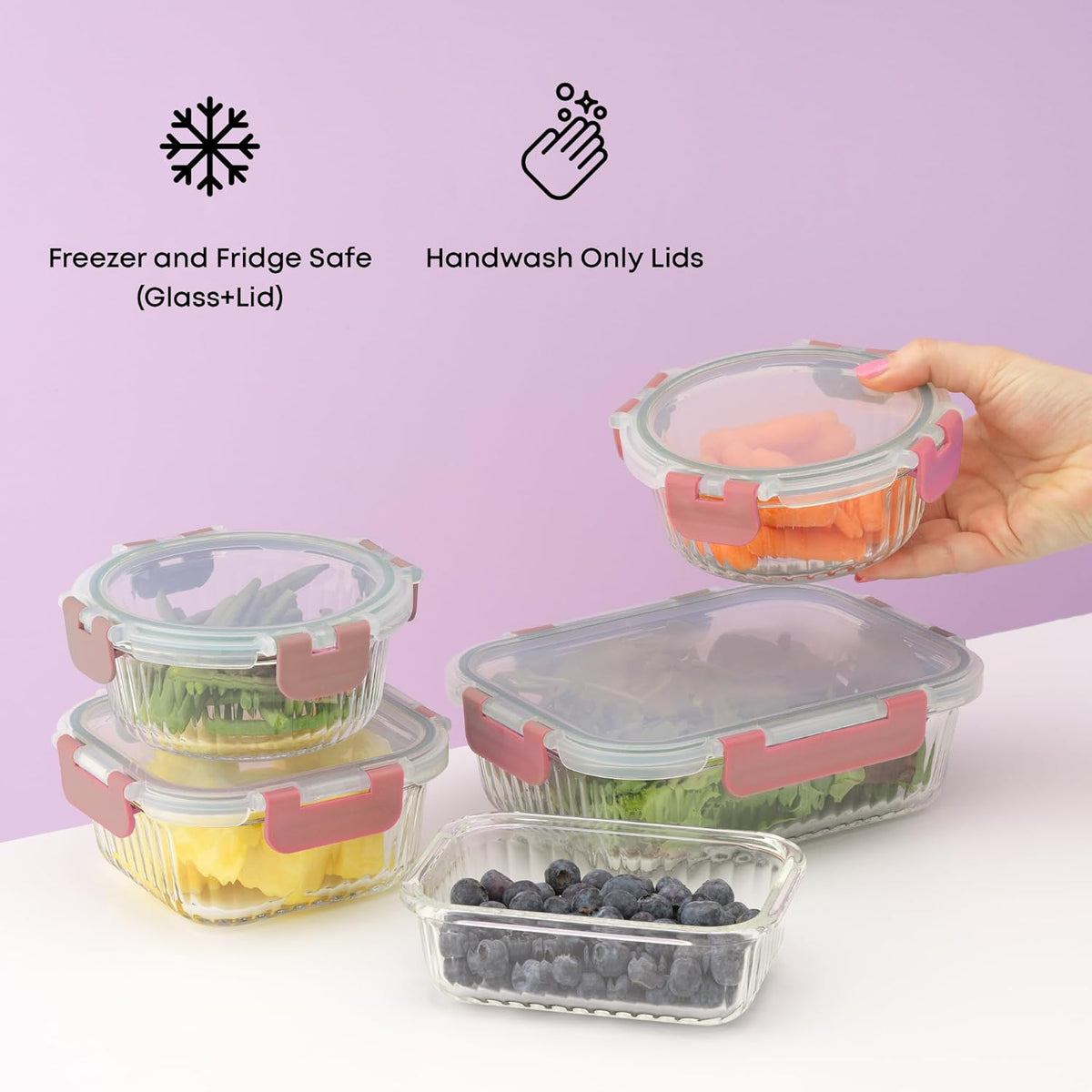 JoyJolt 24pc Borosilicate Glass Storage Containers with Lids | 12 Airtight/Freezer Safe Food