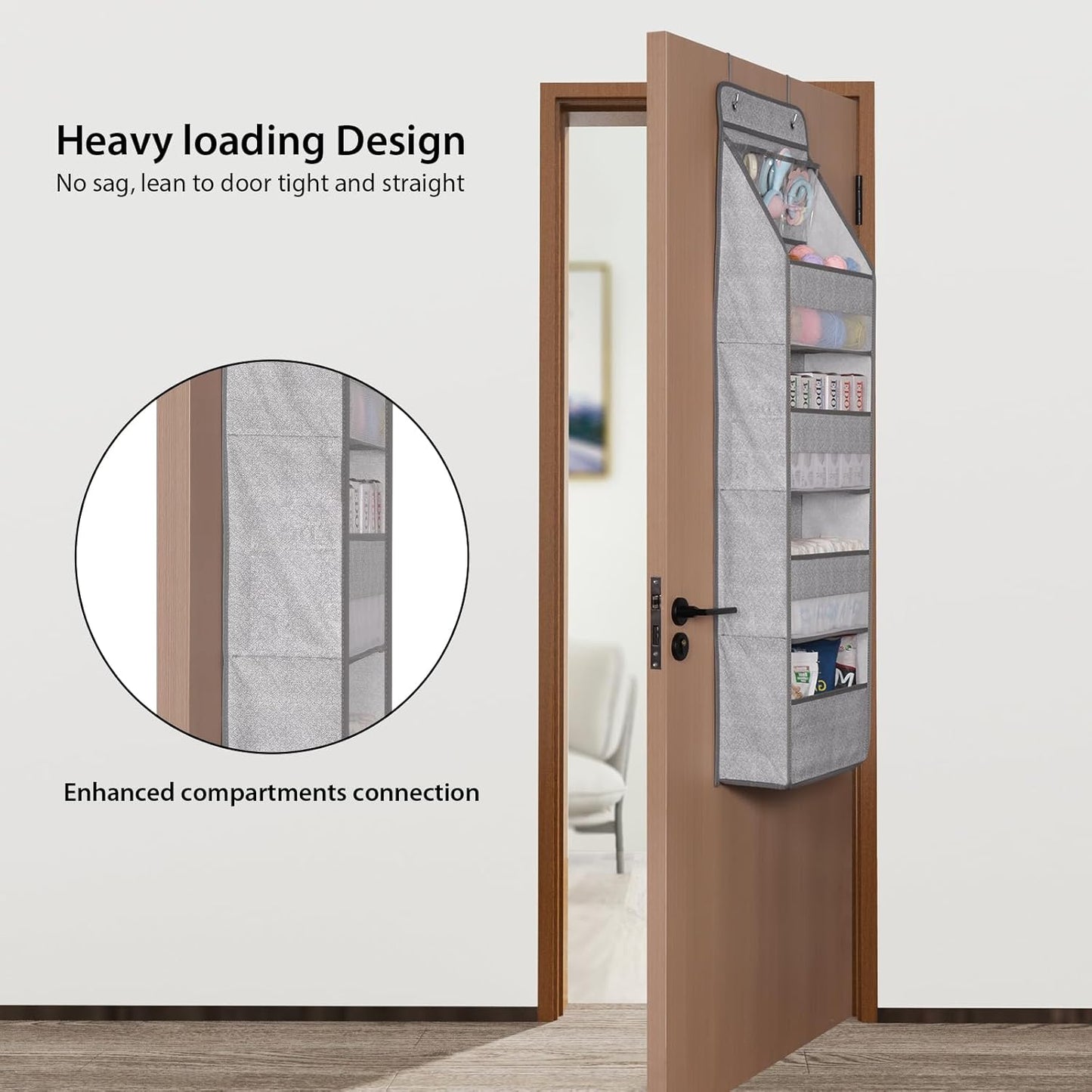 Univivi 5-Shelf Door Storage Over Door Hanging Organizer with 4 Large Pockets and 3 Small PVC