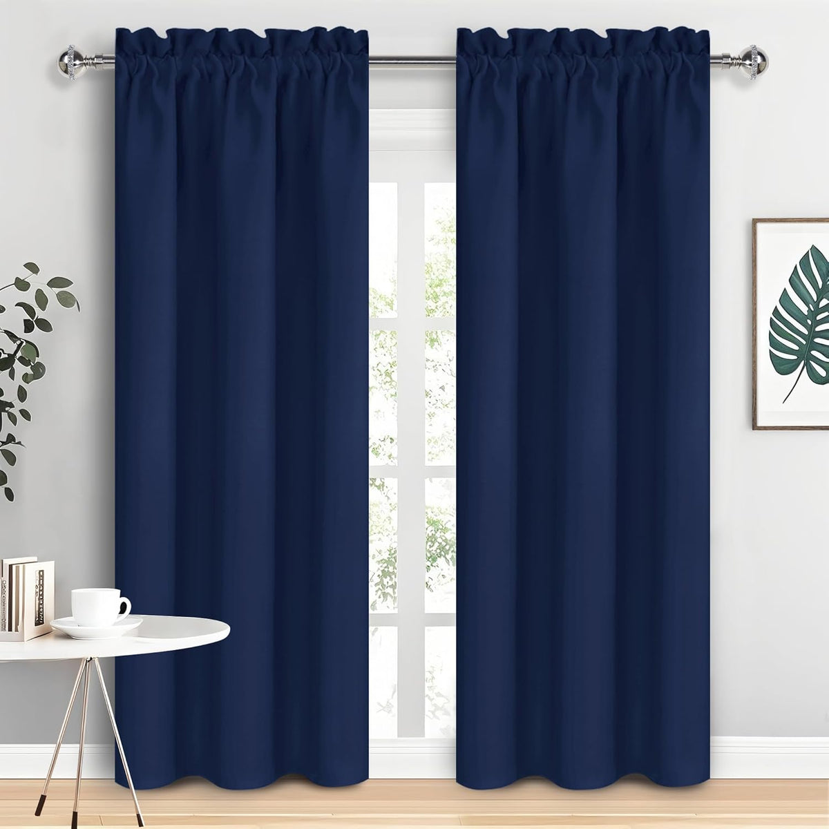 DWCN Navy Blue Blackout Curtains for Living Room 84 Inch Length 2 Panels Set Window Drapes Thermal