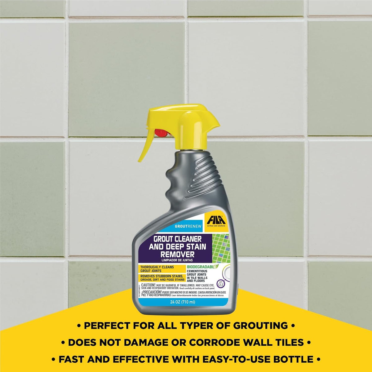 FILA Filagrout Net 24 OZ, Grout Cleaner for Tile Floors, Ceramic Tile and Porcelain Tile, Non-acid
