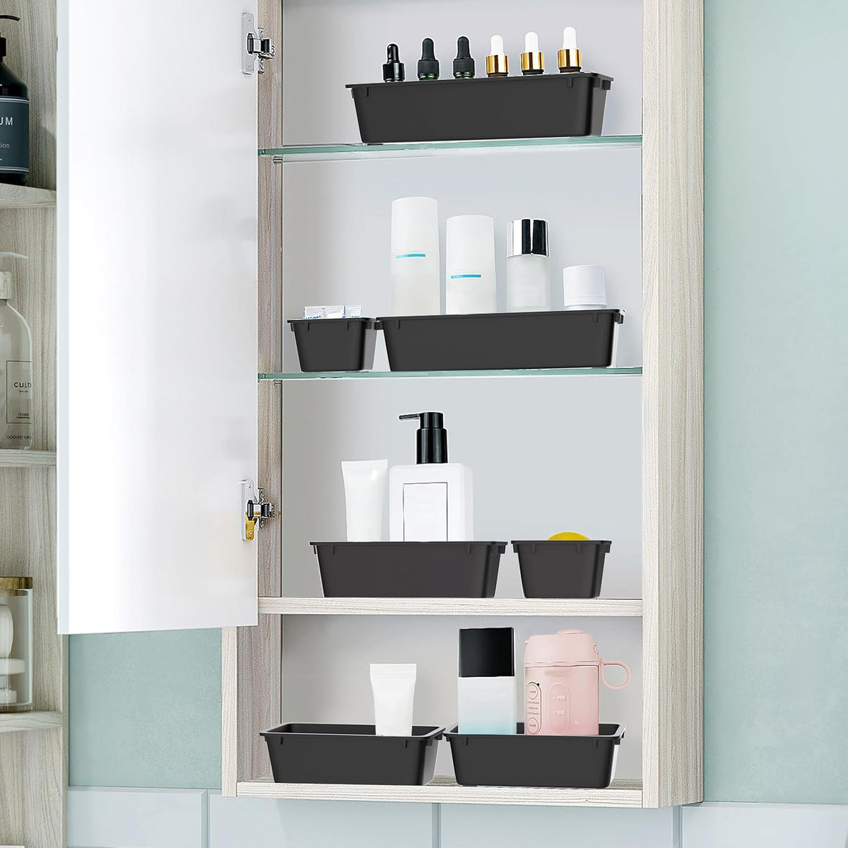 WOWBOX 25 PCS Plastic Drawer Organizer Set, Desk Drawer Divider Organizers and Storage Bins for