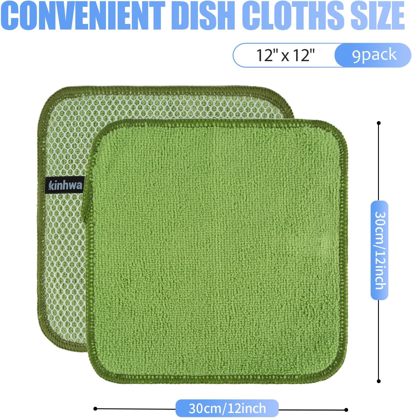 KinHwa Kitchen Washcloths for Dishes Absorbent Microfiber Dish Cloths Quick Dry Dish Rags with Poly
