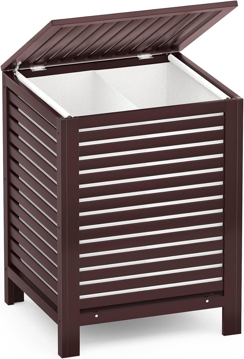Homykic Bamboo Laundry Hamper with Lid, 120L Large Clothes Laundry Sorter with Removable 2-Section