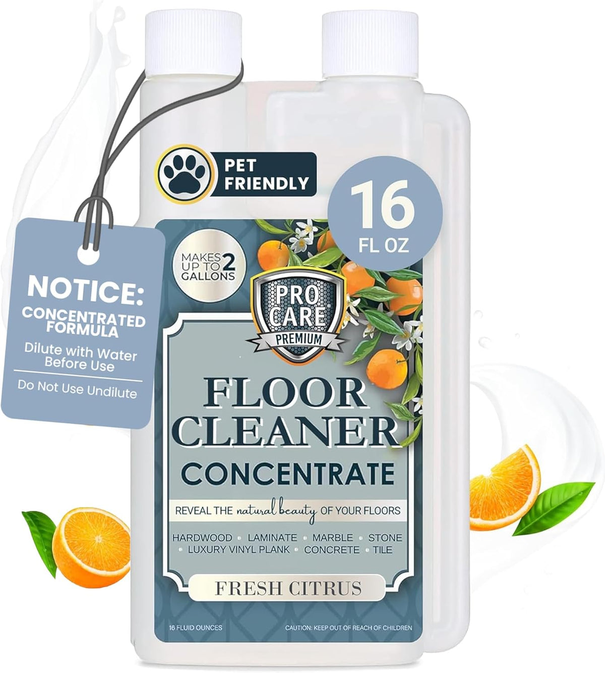 ProCare Citrus Floor Cleaner Concentrate (Made in USA) | Vinyl, Wood, Tile, Stone & Laminate Floor